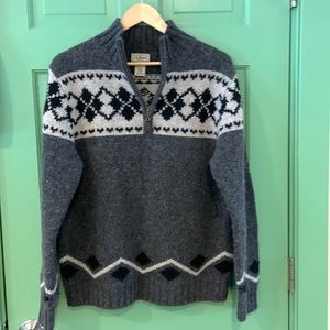 LLBean Men’s 100% Shetland Wool Quarter Zip Sweater